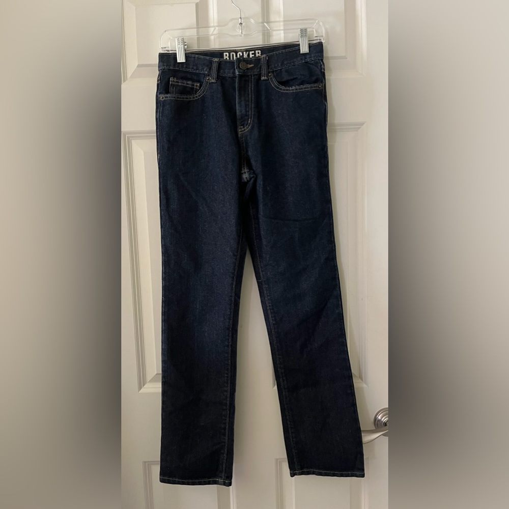 New Crazy 8 Rocker Straight leg blue jeans denim contrast stitching size 16